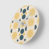 Boho Celestial Sun Moon Pattern Runde Wanduhr (Winkel)