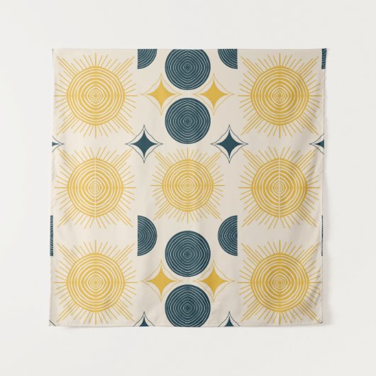 Boho Celestial Sun Moon Pattern Wandteppich (Vorderseite)