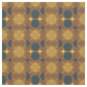 Boho Celestial Sun Moon Rustikales Muster Stoff (Nahaufnahme)