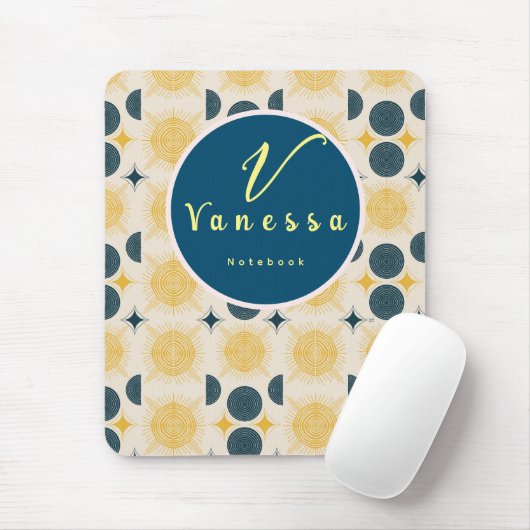 Boho Celestial Sun Moon Script Mousepad (Mit Mouse)