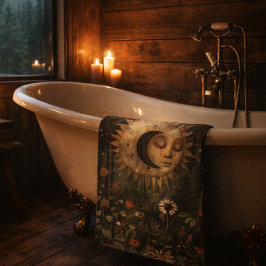 Boho Celestial Sun Moon Wildflower Garden Badhandtuch Set