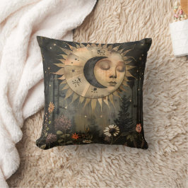 Boho Celestial Sun Moon Wildflower Garden Kissen