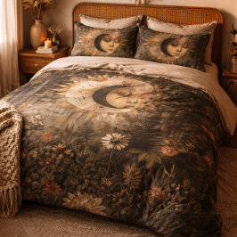 Boho Celestial Sun Moon Wildflower Garden Kissenbezug