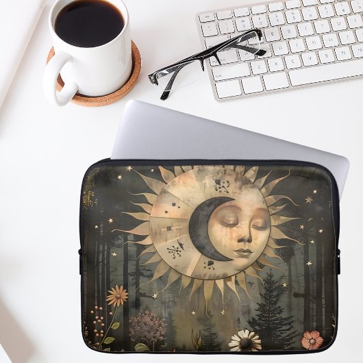 Boho Celestial Sun Moon Wildflower Garden Laptopschutzhülle