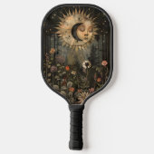 Boho Celestial Sun Moon Wildflower Garden Pickleball Schläger (Rückseite)
