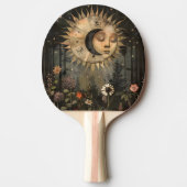 Boho Celestial Sun Moon Wildflower Garden Tischtennis Schläger (Vorderseite)
