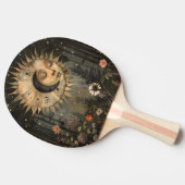 Boho Celestial Sun Moon Wildflower Garden Tischtennis Schläger (Seitenansicht)