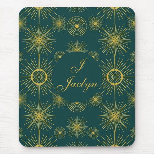 Boho Celestial Sun Stars Aquamarin Green Mousepad (Vorne)