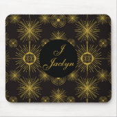 Boho Celestial Sun Stars Black Mousepad (Vorne)