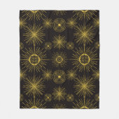 Boho Celestial Sun Stars Black Pattern Fleecedecke (Vorderseite)