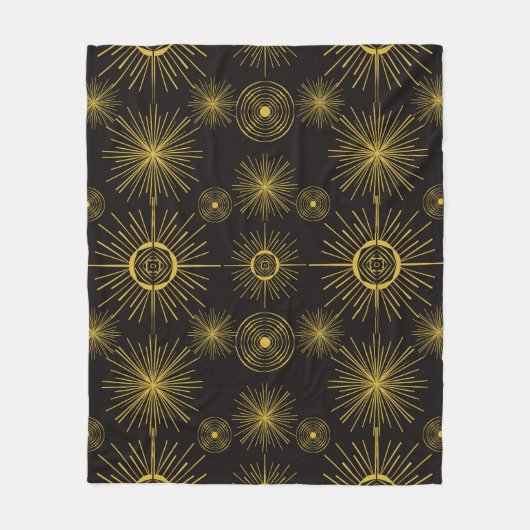 Boho Celestial Sun Stars Black Pattern Fleecedecke (Vorderseite)