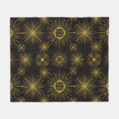 Boho Celestial Sun Stars Black Pattern Fleecedecke (Vorderseite (Horizontal))