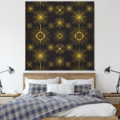 Boho Celestial Sun Stars Black Pattern Leinwanddruck (Insitu (Schlafzimmer))