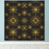 Boho Celestial Sun Stars Black Pattern Leinwanddruck (Insitu (Holzboden))