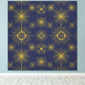 Boho Celestial Sun Stars Blue Pattern Leinwanddruck (Insitu (Holzboden))