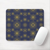 Boho Celestial Sun Stars Blue Pattern Mousepad (Mit Mouse)