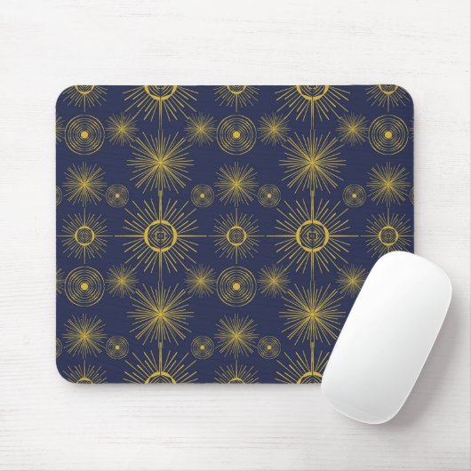 Boho Celestial Sun Stars Blue Pattern Mousepad (Mit Mouse)