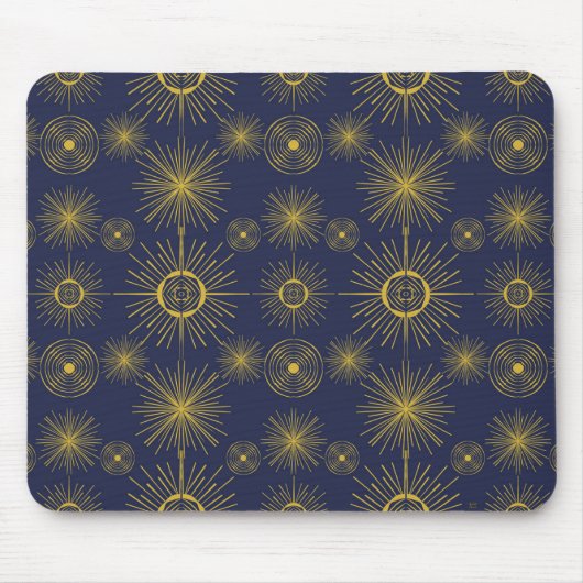 Boho Celestial Sun Stars Blue Pattern Mousepad (Vorne)