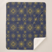 Boho Celestial Sun Stars Blue Pattern Sherpadecke (Vorderseite)