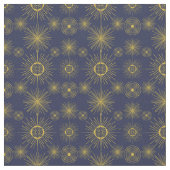 Boho Celestial Sun Stars Blue Pattern Stoff (Nahaufnahme)