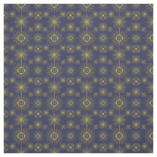 Boho Celestial Sun Stars Blue Pattern Stoff (Muster)