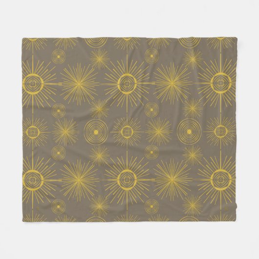 Boho Celestial Sun Stars Grau Muster Fleecedecke (Vorderseite (Horizontal))