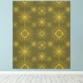 Boho Celestial Sun Stars Green Pattern Leinwanddruck (Insitu (Holzboden))