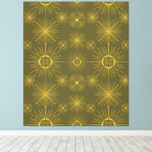 Boho Celestial Sun Stars Green Pattern Leinwanddruck (Insitu (Holzboden))