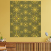 Boho Celestial Sun Stars Green Pattern Leinwanddruck (Insitu (Wohnzimmer))