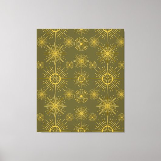 Boho Celestial Sun Stars Green Pattern Leinwanddruck (Vorderseite)