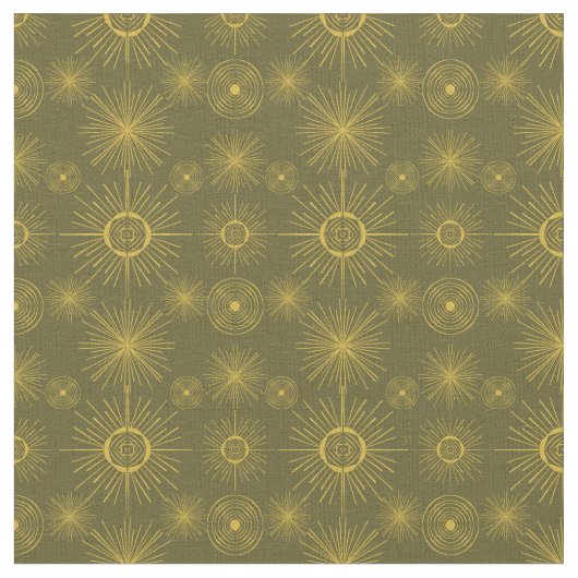 Boho Celestial Sun Stars Green Pattern Stoff (Nahaufnahme)