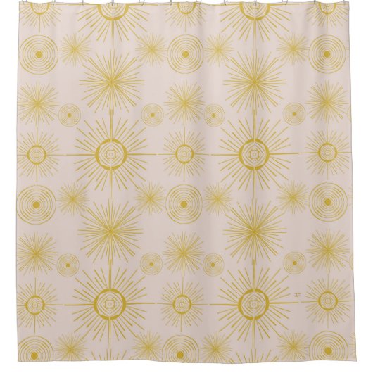 Boho Celestial Sun Stars Ivory Pattern Duschvorhang (Vorderseite)