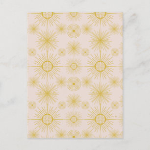 Boho Celestial Sun Stars Ivory Pattern Postkarte