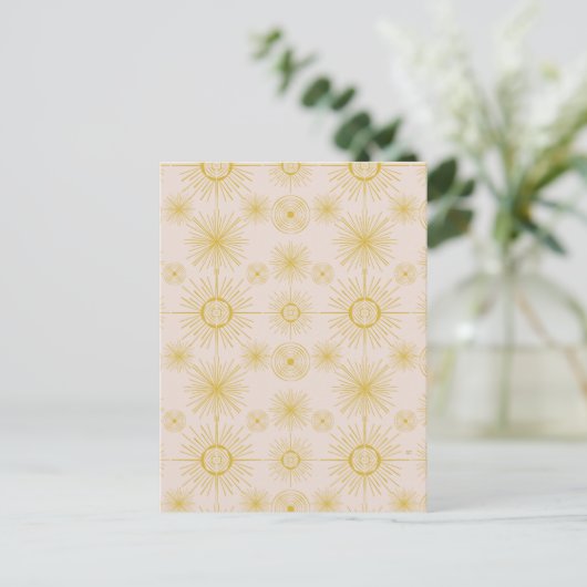 Boho Celestial Sun Stars Ivory Pattern Postkarte (Stehend Vorderseite)