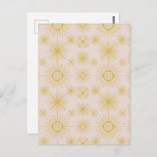 Boho Celestial Sun Stars Ivory Pattern Postkarte (Vorne/Hinten)