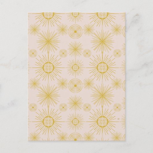 Boho Celestial Sun Stars Ivory Pattern Postkarte (Vorderseite)