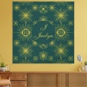 Boho Celestial Sun Stars Personalisiert Aquamarin Leinwanddruck (Insitu (Wohnzimmer))