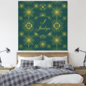 Boho Celestial Sun Stars Personalisiert Aquamarin Leinwanddruck (Insitu (Schlafzimmer))