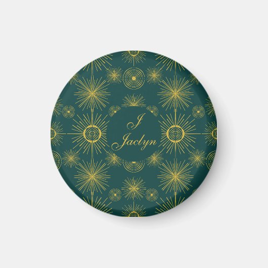 Boho Celestial Sun Stars Personalisiert Aquamarin Magnet (Vorne)