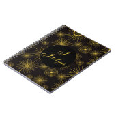 Boho Celestial Sun Stars Personalisiert Black Notizblock (Linke Seite)