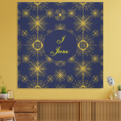 Boho Celestial Sun Stars Personalisiert Blue Leinwanddruck (Insitu (Wohnzimmer))