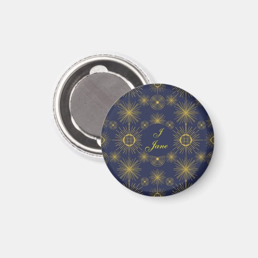 Boho Celestial Sun Stars Personalisiert Blue Magnet (Vorderseite/Rückseite)