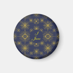 Boho Celestial Sun Stars Personalisiert Blue Magnet