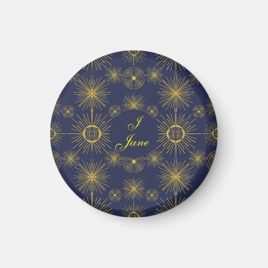 Boho Celestial Sun Stars Personalisiert Blue Magnet (Vorne)