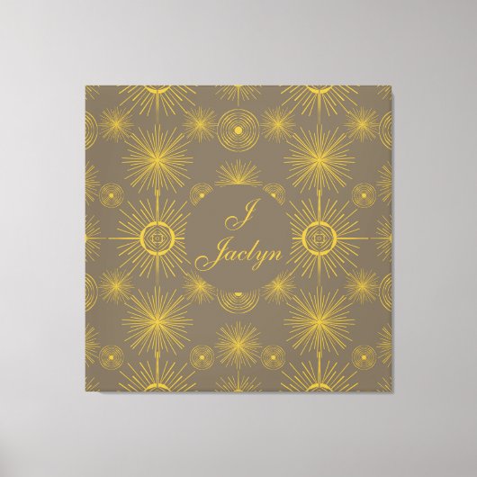 Boho Celestial Sun Stars Personalisiert Grau Leinwanddruck (Vorderseite)