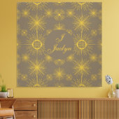 Boho Celestial Sun Stars Personalisiert Grau Leinwanddruck (Insitu (Wohnzimmer))