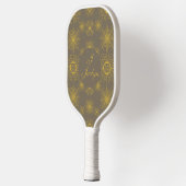 Boho Celestial Sun Stars Personalisiert Grau Pickleball Schläger (Links)