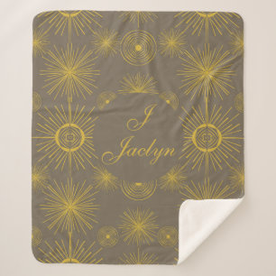 Boho Celestial Sun Stars Personalisiert Grau Sherpadecke