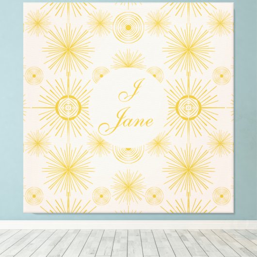Boho Celestial Sun Stars Personalisiert Ivory Leinwanddruck (Insitu (Holzboden))
