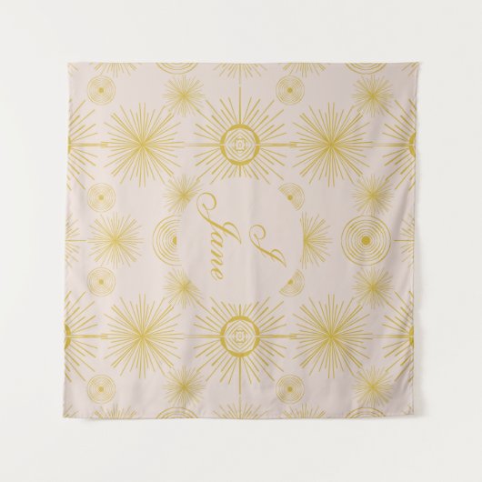 Boho Celestial Sun Stars Personalisiert Ivory Wandteppich (Vorderseite (Horizontal))